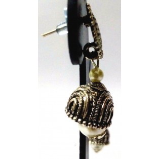 Silver Oxidized Earrings Jhumka Jhumki Ethnic Imitation Jewelry Dangle Long EA22